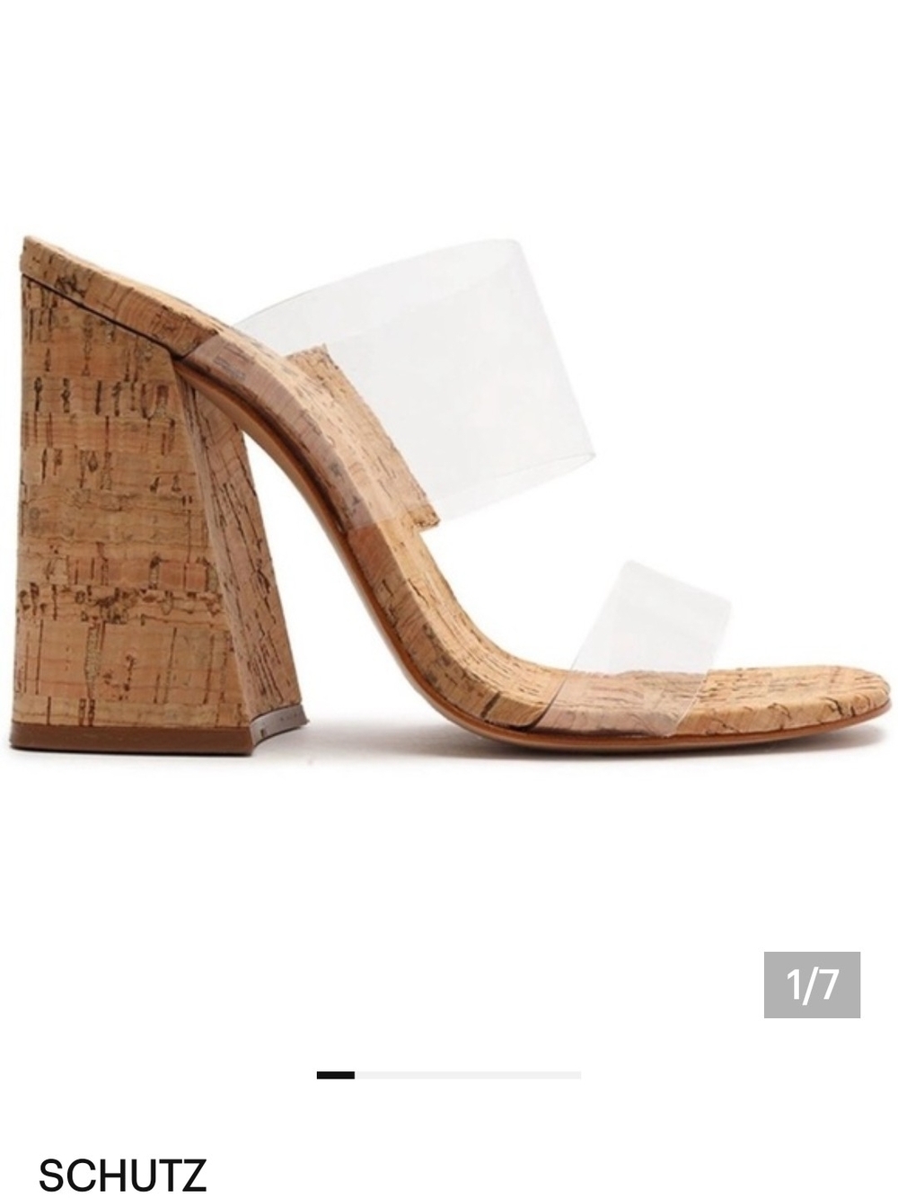 Schutz Victorie High 4" Clear Cork Block Heel Sandals